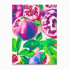 Pomegranate 1 Risograph Retro Poster Fruit Canvas Print