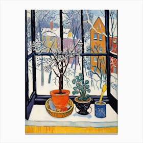 The Windowsill Of Krakow   Poland Snow Inspired By Matisse 4 Canvas Print