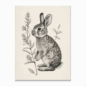 Dutch Blockprint Rabbit Illustration 1 Canvas Print