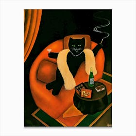 Cat In The Nightclub Canvas Print