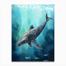 Whale In Ocean Realistic Watercolour 2 Canvas Print