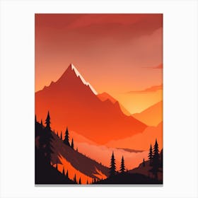 Misty Mountains Vertical Composition In Orange Tone 192 Canvas Print