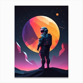 Low Poly Astronaut Minimalist Sunset (34) Canvas Print