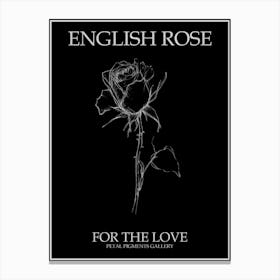 English Rose Black And White Line Drawing 35 Poster Inverted Canvas Print