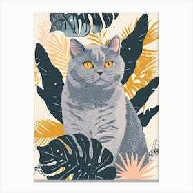 British Shorthair Cat Storybook Illustration 3 Canvas Print