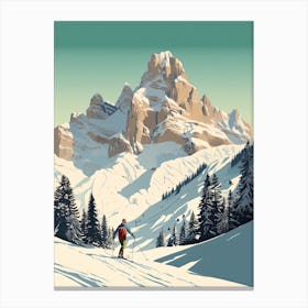Cortina D Ampezzo   Italy, Ski Resort Illustration 0 Simple Style Canvas Print