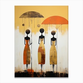 Three Women With Umbrellas | Boho Style Canvas Print