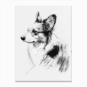 Corgi Dog Charcoal Line 4 Canvas Print