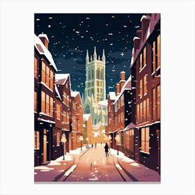 Winter Travel Night Illustration Canterbury United Kingdom 2 Canvas Print