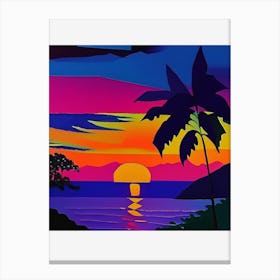 Square Palm Tree Sunset Canvas Print