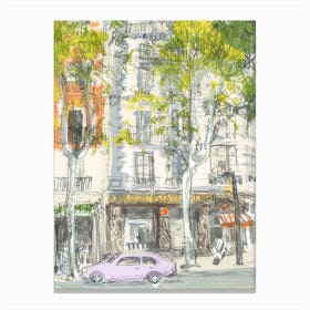 Lilac Car In Barcelona Canvas Print