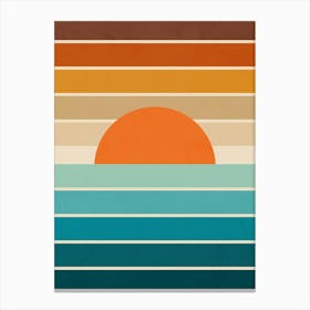 Mid Mod Retro Geo Sunset - Earthy stripes Canvas Print