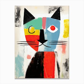 Cubist Cat: Minimalist Feline Elegance Canvas Print