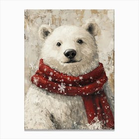 Cute Christmas White Bear Canvas Print