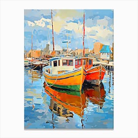 Two Boats Docked In The Harbor Canvas Print