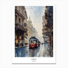 Milan, Italy 2 Watercolor Travel Poster Canvas Print
