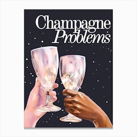 Champagne Problems Blue Canvas Print