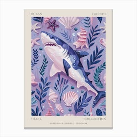 Purple Smallscale Cookiecutter Shark Pattern Poster Canvas Print
