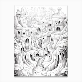 The Cave Of Wonders (Aladdin) Fantasy Inspired Line Art 3 Canvas Print