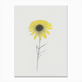 Yellow Coneflower Floral Minimal Line Drawing 1 Flower Canvas Print