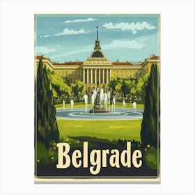 Aihrgdesign A Mid Century Modern Travel Poster For Belgrade 5 Canvas Print