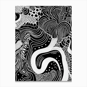 Wavy Sketch In Black And White Line Art 22 Canvas Print