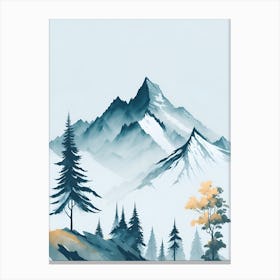 Mountain And Forest In Minimalist Watercolor Vertical Composition 276 Canvas Print