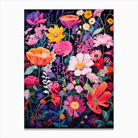 Vibrant Wildflower Screen Print Canvas Print