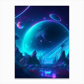 Aquarius Planet Neon Nights Space Canvas Print