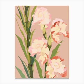 Gladioli Flower Big Bold Illustration 1 Canvas Print