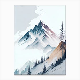 Mountain And Forest In Minimalist Watercolor Vertical Composition 49 Canvas Print
