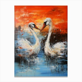 Swans Abstract Expressionism 3 Canvas Print