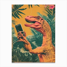 Dinosaur & A Smart Phone Retro Collage 2 Canvas Print