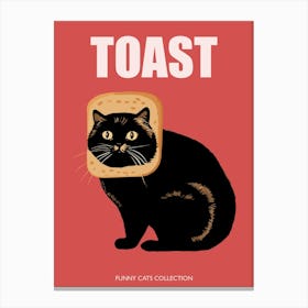 Toast Cat Funny Animals Red Canvas Print