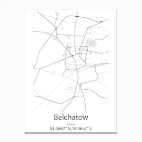 Belchatow,Poland Minimalist Map Canvas Print