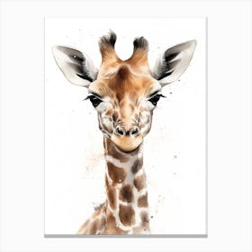 Baby Giraffe Watercolour Nursery 1 Canvas Print