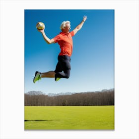 Senior Man Jumping In The Air Canvas Print