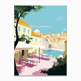 Dubrovnik, Croatia, Flat Pastels Tones Illustration 3 Canvas Print