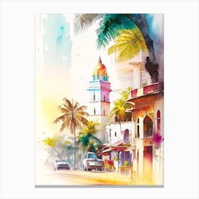 Mombasa Kenya Watercolour Pastel Tropical Destination Canvas Print