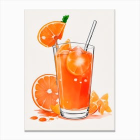 Aperol With Ice And Orange Watercolor Vertical Composition 62 Canvas Print