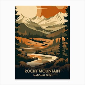 Rocky Mountain National Park Travel Poster Mid Century Style 1 Canvas Print