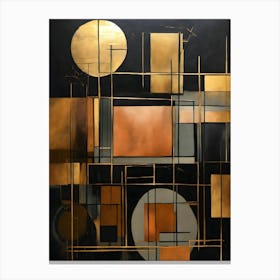 Abstract Gold And Black Painting Canvas Print