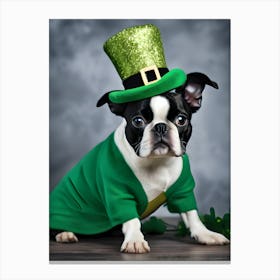 St Patrick'S Day Boston Terrier 13 Canvas Print