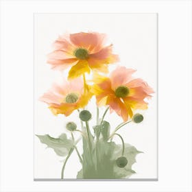 Sunflowers Flowers Acrylic Painting In Pastel Colours 8 Canvas Print
