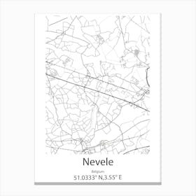 Nevele,Belgium Minimalist Map Canvas Print