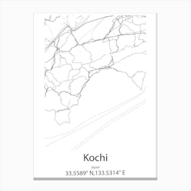 Kochi,Japan Minimalist Map Lienzos