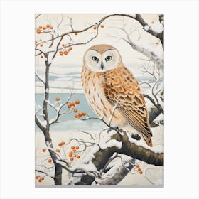 Winter Bird Painting Owl 1 Canvas Print