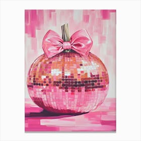 Pink Pumpkin With Bow Canvas Print