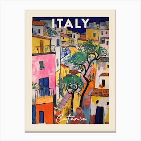 Catania Italy 3 Fauvist Painting  Travel Poster Canvas Print