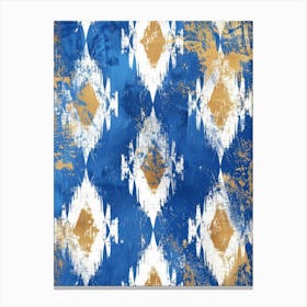 Blue And Gold Ikat Canvas Print